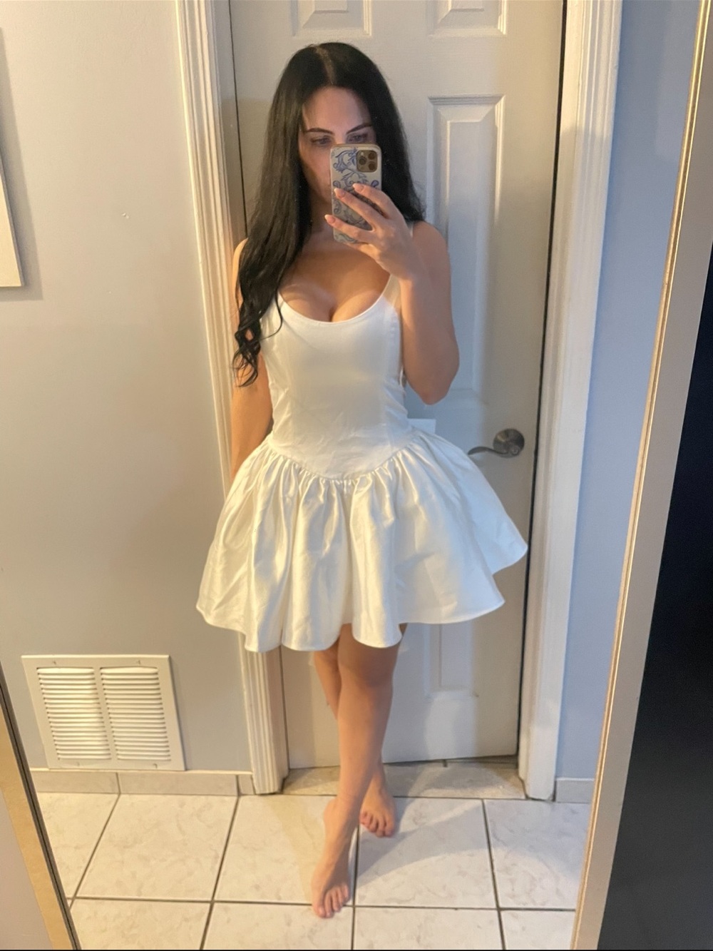 Meshki White Mini Fit-and-Flare Dress